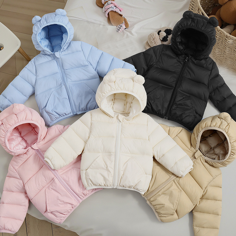 外国貿易の秋冬の新型の子供の羽毛の綿服の純色の子供の綿服の男の子の女の子の薄い帽子の綿入れの上着|undefined