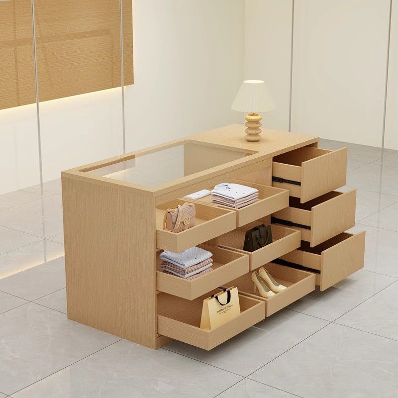 服装店中岛柜流水台饰品店摆件展示台女装店抽屉收银中岛台带玻璃