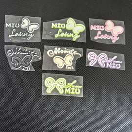 热转印可烫画贴亮面蝴蝶结英文树脂配件diy服装配饰立体图片