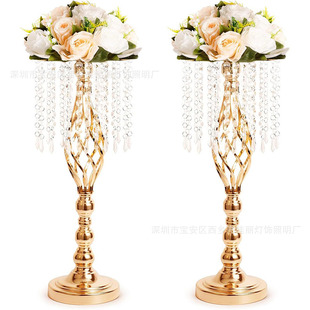 Cross-border Electroplated Metal Flower Rack Outdoor Wedding Dining Table Center Decorations Twist Vase Ornaments Golden Flower