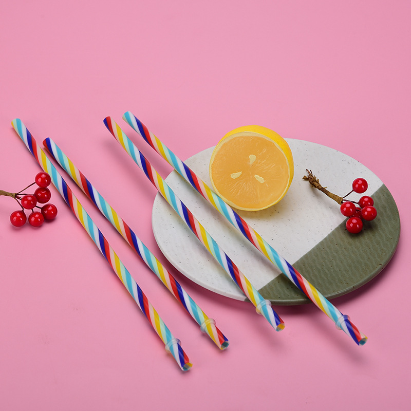 Fashion Creative Rainbow Striped Plastic Recycling Straw display picture 1