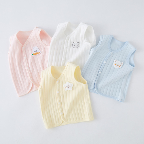 Infant vest children pure cotton spring and autumn outerwear baby thin newborn jacket boys small pony jacket girls backless top