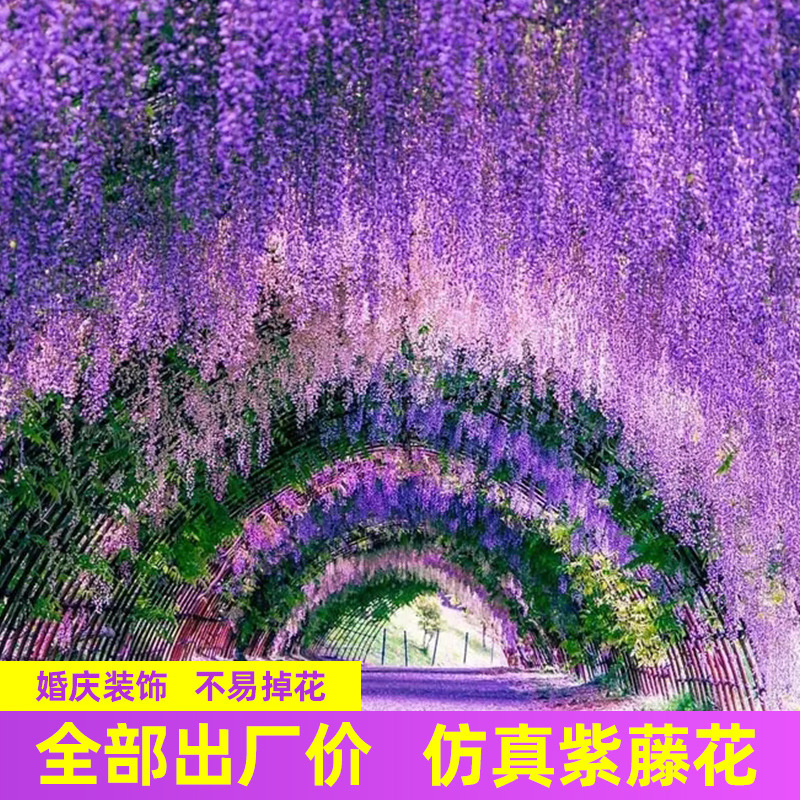 웨딩 가짜 꽃 등나무 콩 꽃 문자열 바이올렛 플라스틱 실크 꽃 장식 덩굴 식물 천장 꽃 시뮬레이션 등나무 꽃