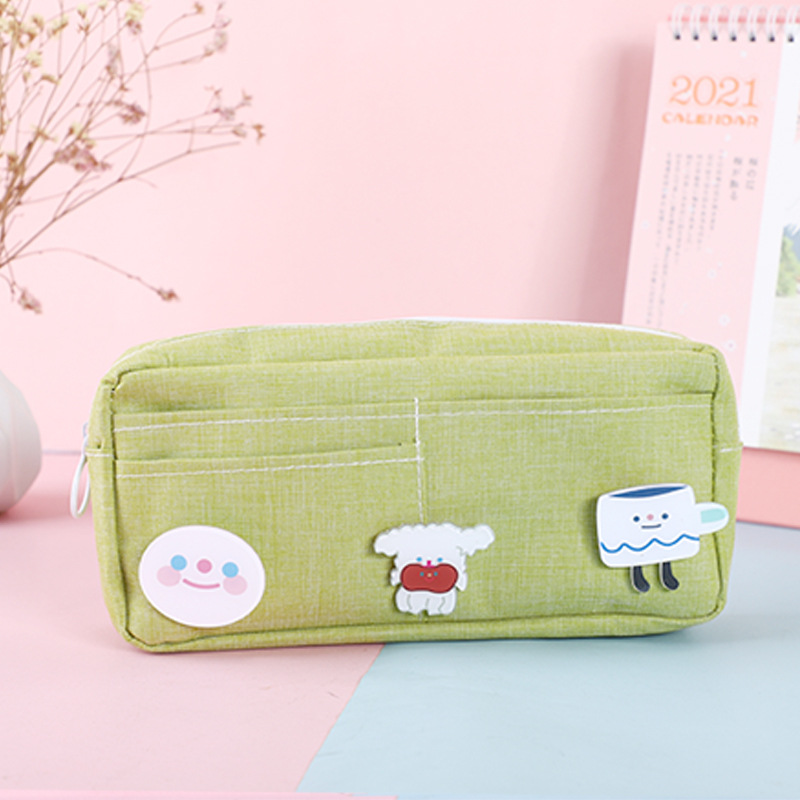 Estilo coreano de gran capacidad papelería dibujos animados lienzo simple diario lápiz estudiante fresco bolsa Almacenamiento en stock al por mayor