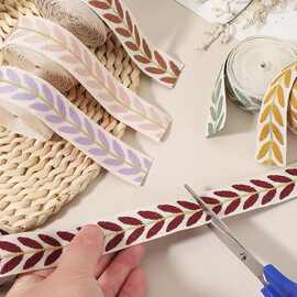 热销民族风织带批发包带鞋帽挂件配饰柳叶提花带棉质纺织辅料包带