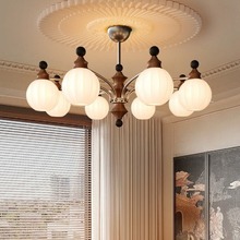 古风美式复古风卧室吊灯法式中古高级感实木设计师款艺术灯具