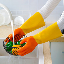 冬季一体绒手套加厚清洁防水干活家务洗衣厨房洗碗橡胶手套批发
