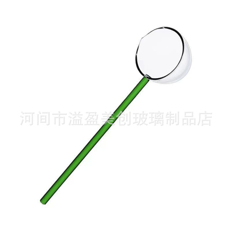 투명한 스푼 헤드 + 녹색 긴 손잡이