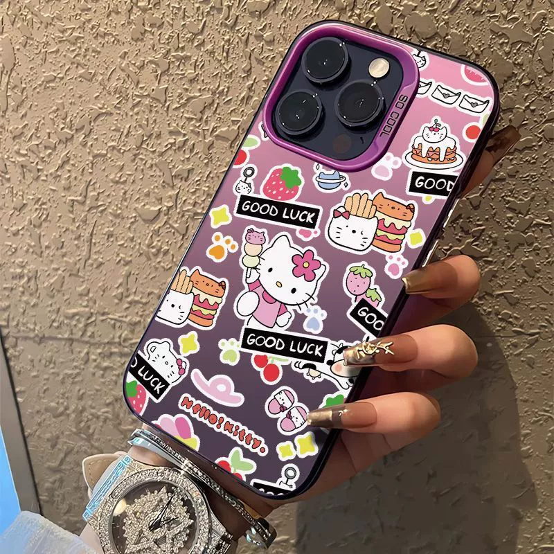 Чехол для телефона с рисунком Hello Kitty и яблоком, совместимый, мультяшный дизайн, для Pro 15 Plus Max, защита от падений