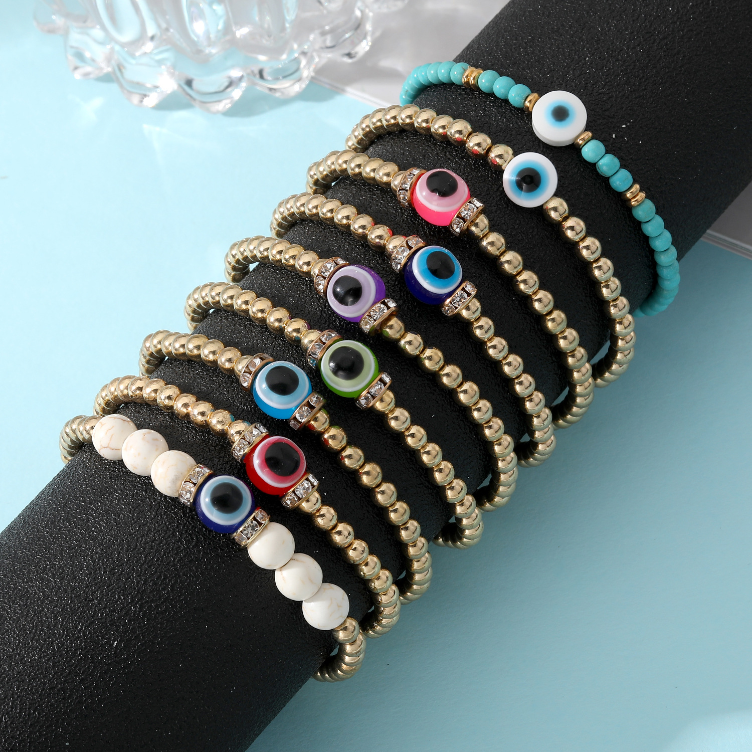10g Weight Glass Inlay Material Bracelets Classification 1 Piece Quantity Casual Eye Glass Plastic Resin Wholesale Bracelets