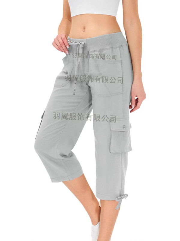 2025Tbmpoy Women's Sweatpants Cropped Hiking Pants with 6 Pockets Quick-Dry Casual Outdoor Travel Cargo Style