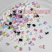 混装美甲饰品百搭立体甜美仙女系彩色飘带蝴蝶结领结树脂美甲装饰