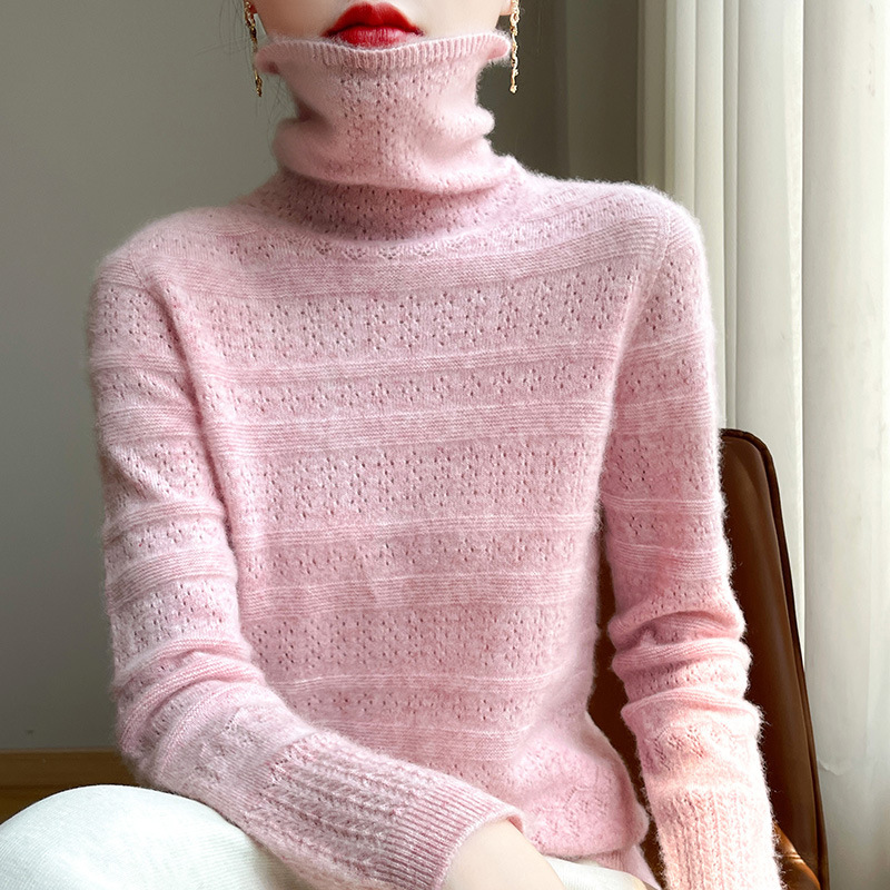 Cross-Border 24 Autumn and Winter New First-Line Ready-To-Wear Pile Collar Cut Out Women's Loose Pullover Sweater Knitted Bottoming Shirt Top Cross-Border 24 Autumn and Winter New First-Line Ready-To-Wear Pile Collar Cut Out Women's Loose Pullover Sweater Knitted Bottoming Shirt Top