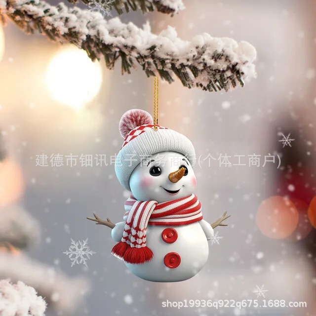 国境を越えた新製品アクリルかわいいアニメクリスマス雪だるま自動車掛け家クリスマスツリー飾り飾り飾り|undefined