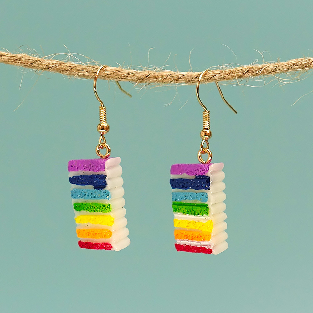 8g Weight Wholesale Jewelry Princess Cute Rainbow Cake Plastic Resin Ear Hook