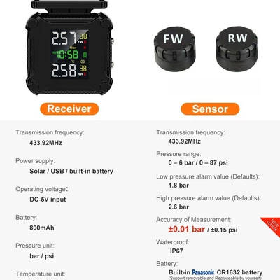 Device, Rechargeable, Waterproof, Dustproof, Tire pressure monitoring system