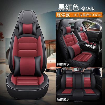 Seasons, Perforated Full Leather, Fully Enclosed Seat – Four Seasons Pad - black-and-red-deluxe-edition-one-piece-head-five-seats