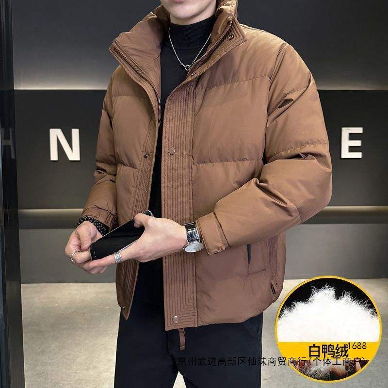 Men's winter down jacket, 2026 new trendy brand men's top, winter clothing, thickened short style, stand collar men's coat