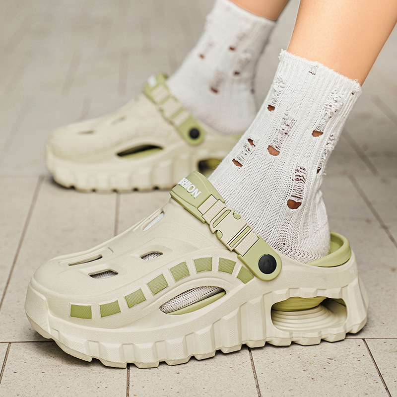 Men's Height-Increasing Slippers Outdoor Non-Slip Thick-Soled Clogs With Cushioning Top Quality Beach Closed-Toe_voghion.com