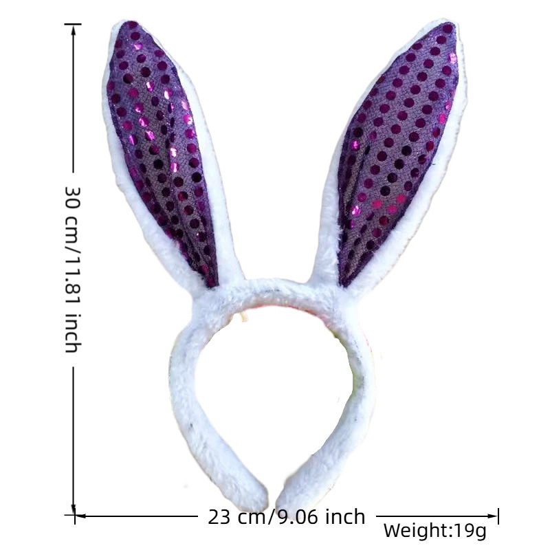 Transfronterizo luminoso conejo oreja banda de cabello adorable peluche banda de cabello oreja banda de cabello accesorios de vestir de fiesta de Pascua