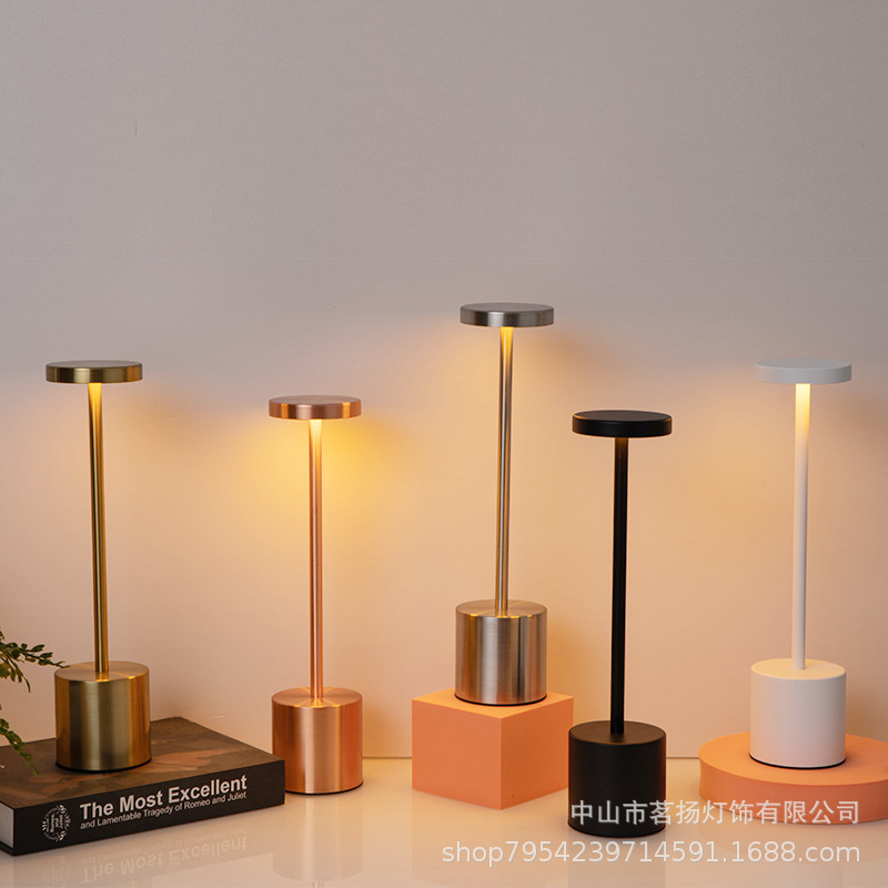 Cross-Border Hot-Selling Simple I-Shaped Desk Lamp USB Charging Retro Metallic Touch Night Light Bedside Night Light Cross-Border Hot-Selling Simple I-Shaped Desk Lamp USB Charging Retro Metallic Touch Night Light Bedside Night Light