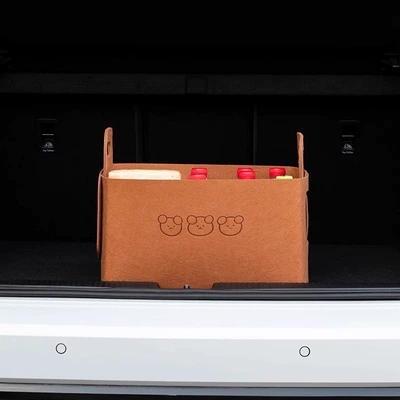 Car storage box Women's Car storage bag/box - upgraded-thickened-felt-cloth-large-30l-brown-3-bear-heads