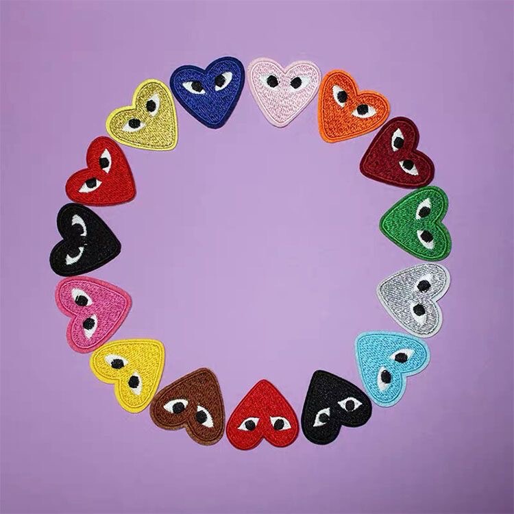 Computer Embroidered Heart-shaped Boiling Eyes Embroidered Cloth Stickers Cartoon Children's Clothes Love Badge Stickers Hole-mending Stickers in stock