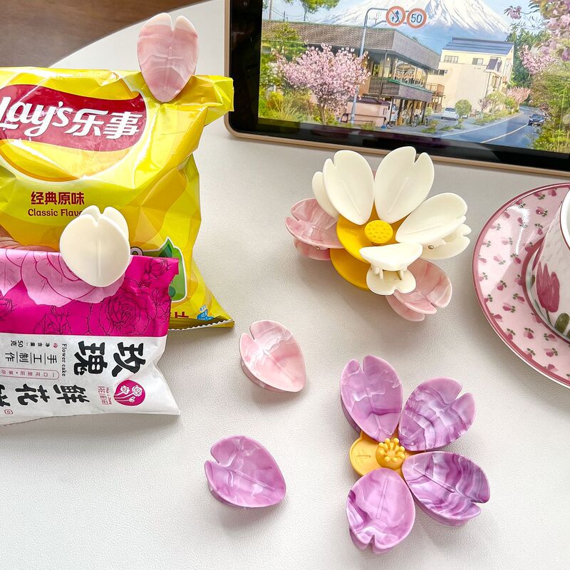 樱花磁吸封口夹冰箱贴食品袋夹子零食密封夹磁贴个性创意3d立体|undefined