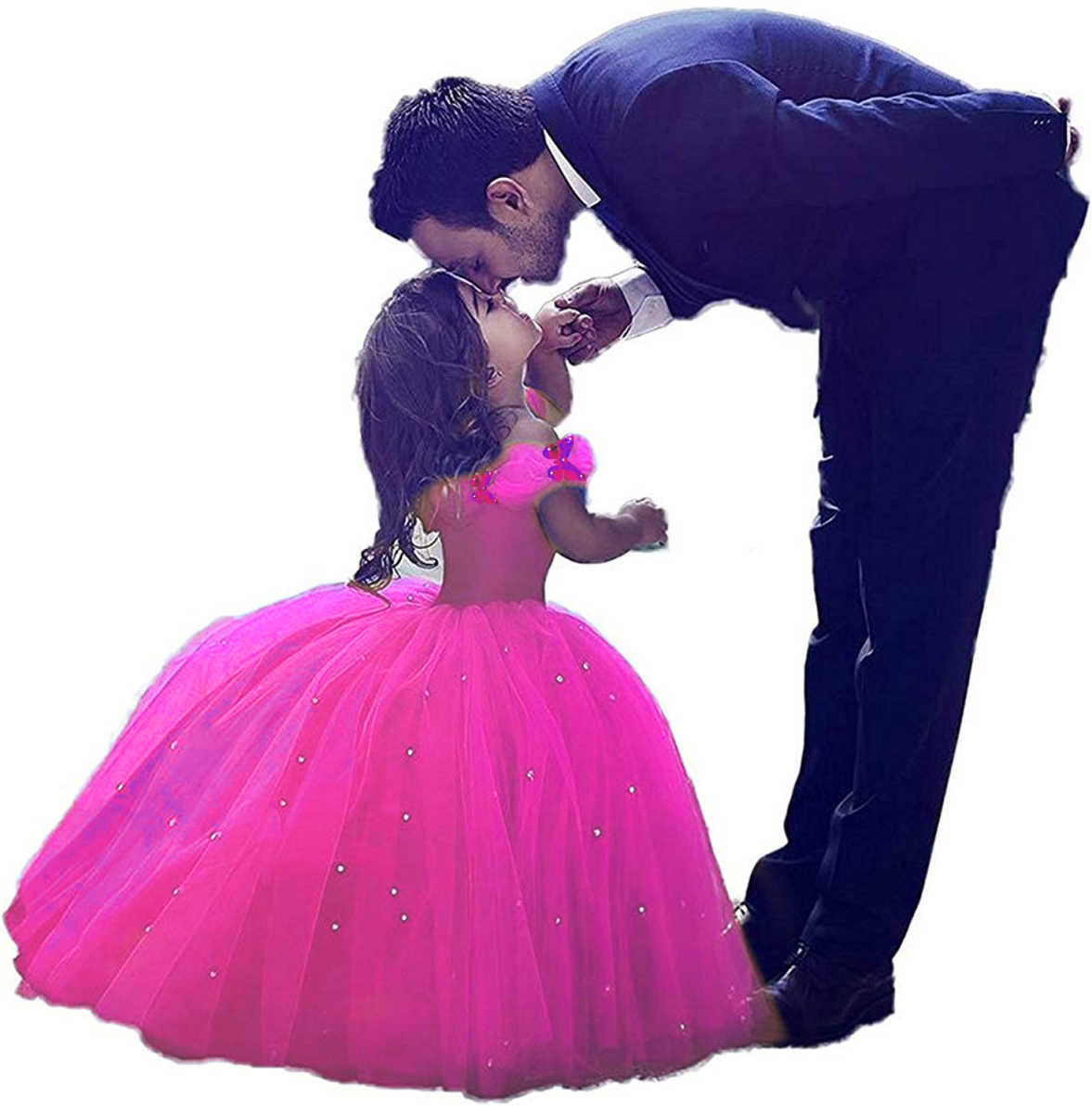 Ropa infantil transfronteriza, vestidos formales para niñas, vestidos de niña de las flores para bodas, vestidos de princesa Cenicienta de un solo hombro para niñas, vestidos largos de tul abullonados estilo anfitriona.