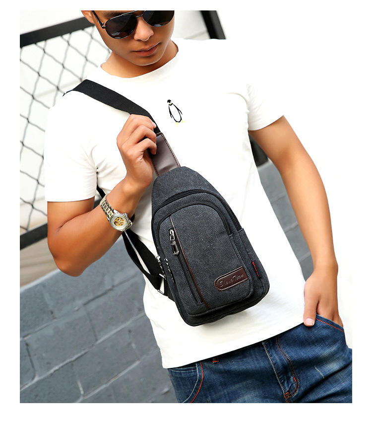 New men's chest bag, casual sports single-shoulder canvas bag, construction site work wear-resistant crossbody bag, cross-border wholesale bag undefined