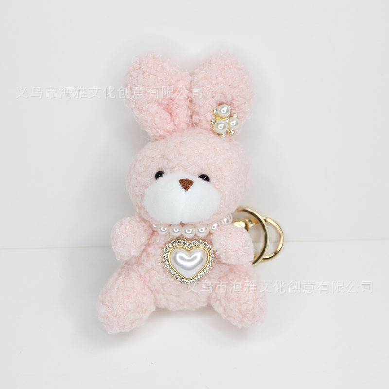 Japonés y coreano lindo conejo de dibujos animados perla amor aleación colgante teléfono móvil bolsa llavero colgante coche colgante