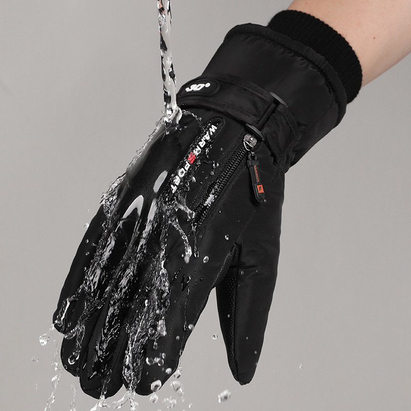 Guantes de esquí forrados de lana gruesa cálida adulto al aire libre a prueba de viento impermeable antideslizante pantalla táctil Otoño e Invierno guantes