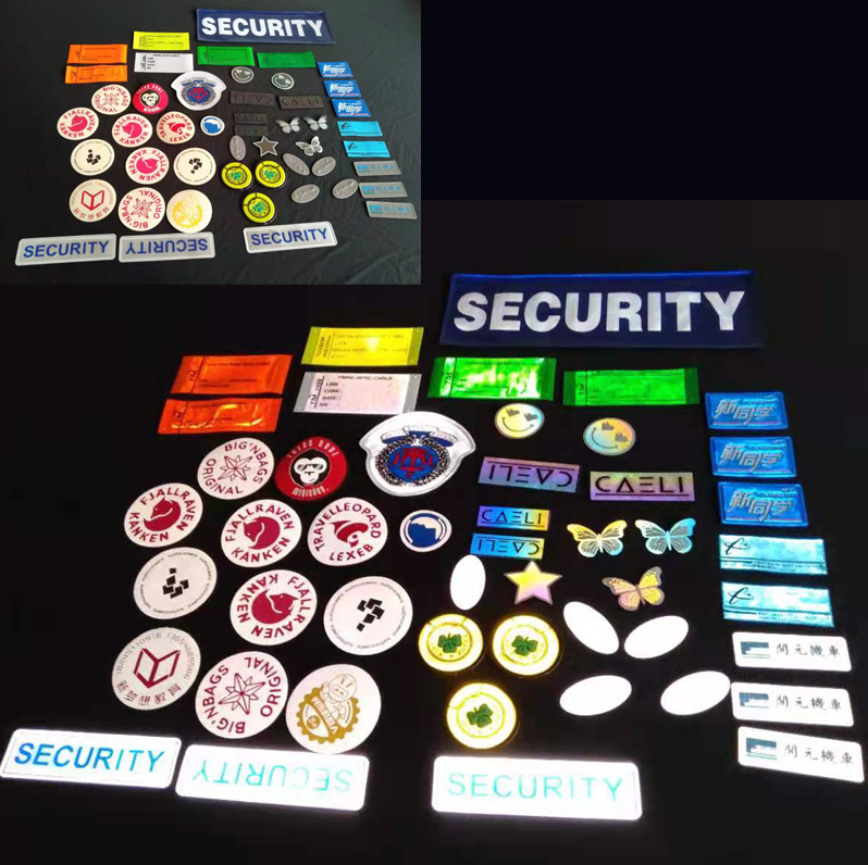 现货供应 彩色反光电压章高亮PVC商标丝印电压凹凸立体反光帽子标