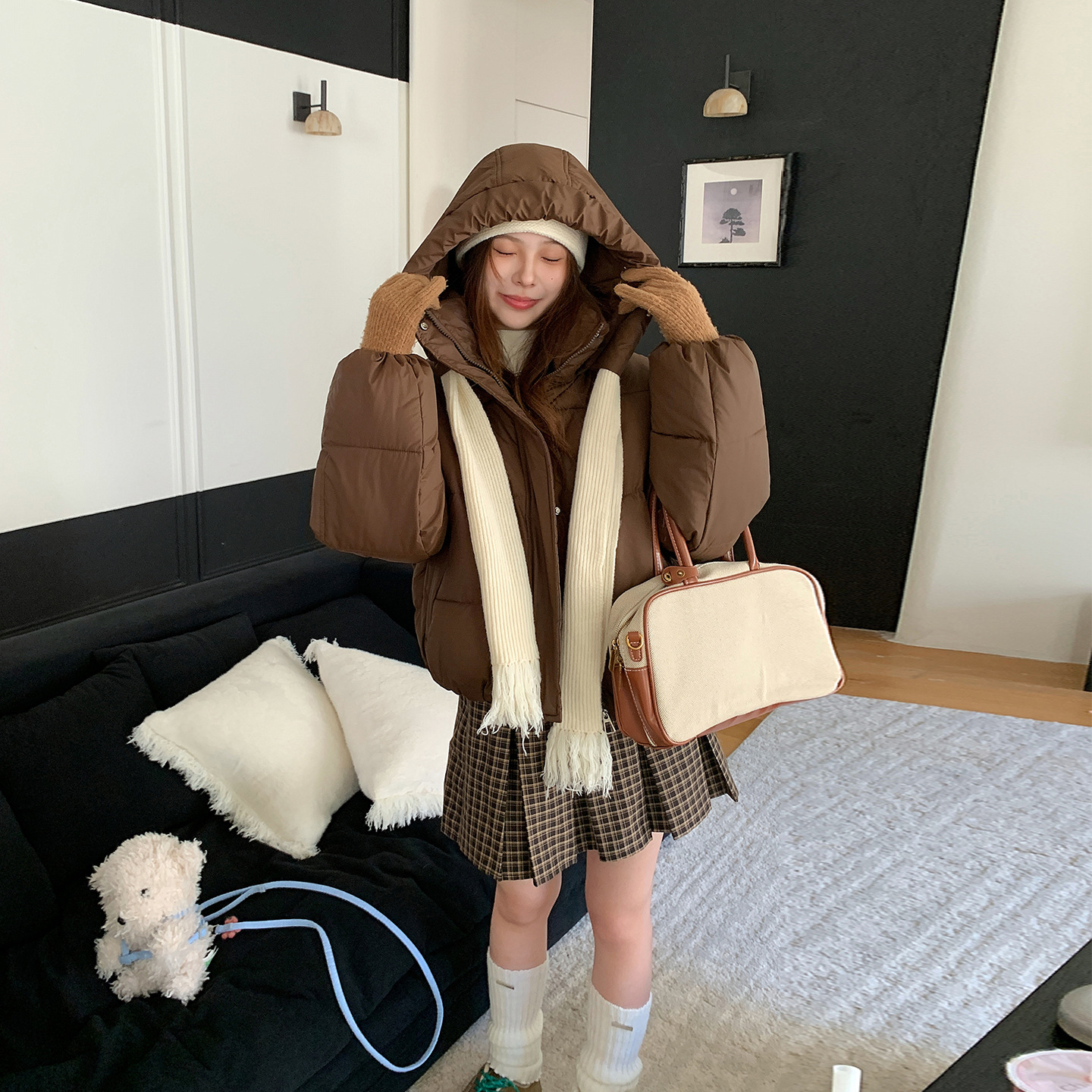 Ropa de algodón de mujer 2025 ropa de pan de invierno nueva chaqueta de algodón con capuchón multifuncional gruesa abrigo de algodón caliente de mujer abrigo corto