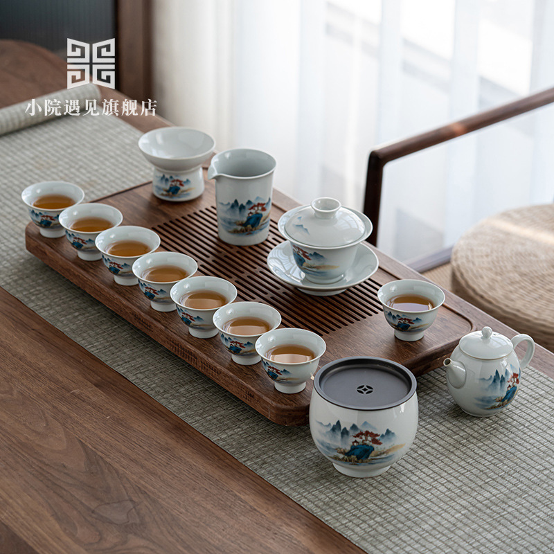 景德鎮朋寄中式簡約功夫茶具套裝辦公室會客家用客廳泡茶套裝整套