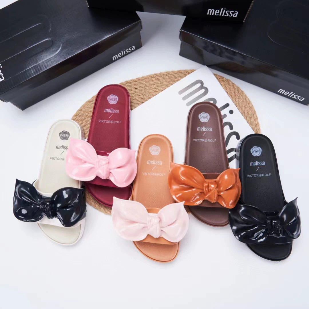 Melissa Joint Bow Drag Верхняя одежда Пляжная обувь с толстой подошвой и широким лицом Ароматная обувь для женщин