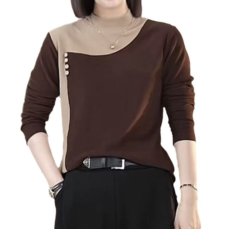 Весенне-осеннее повседневное slim fit универсальное цветное нижнее белье женский тёплый двусторонний бархат модный корейский стиль топ