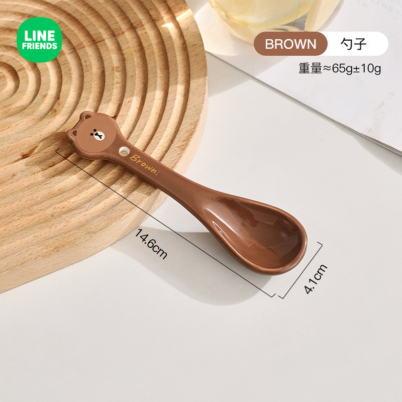 ブラウン熊碗皿食器セット家庭用陶磁器茶碗食器スプーンお土産アニメ食器|undefined