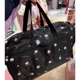 日系凯蒂猫卡通可爱旅行包大容量可折叠行李包健身包可挂行李A23