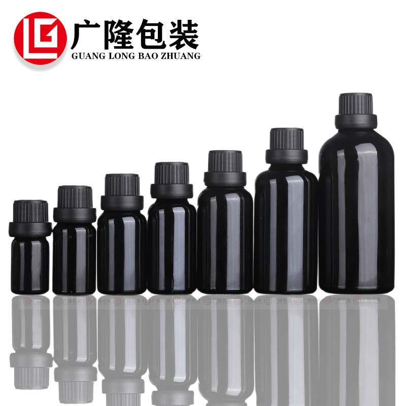 10ml黒色ドロッパーガラス精油瓶、20個のエッセンス分注瓶、5ml化粧品容器、遮光空瓶|undefined