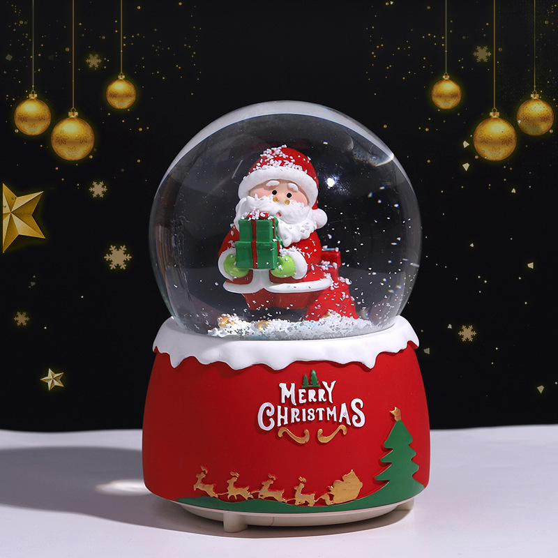 Pequeño libro rojo estilo caliente perro de orejas grandes bola de cristal caja de música nieve brillante niña dormitorio decoración de escritorio regalo