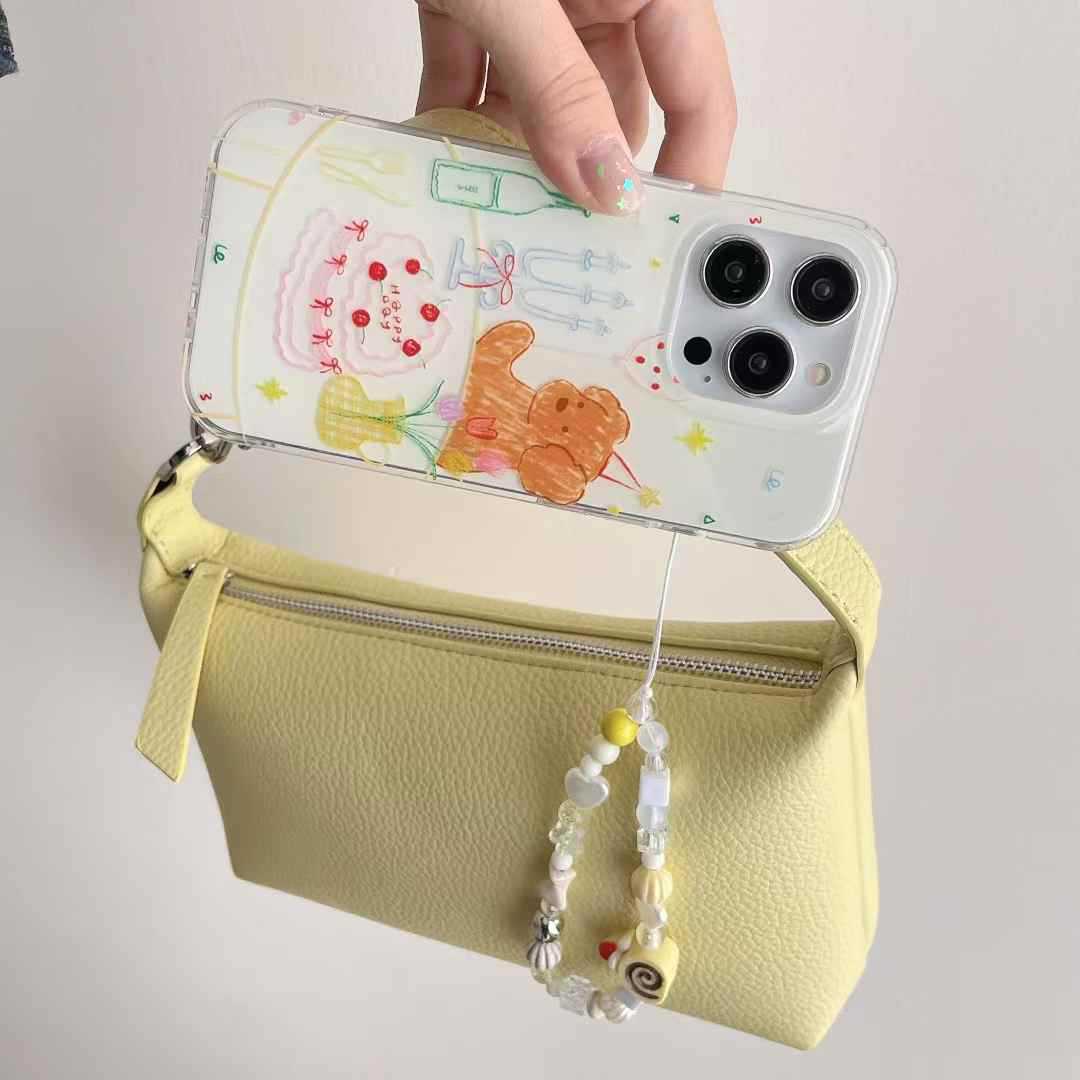 Dibujos animados graffiti cumpleaños cachorro adecuado 16ProMax pulsera iphone15 funda para teléfono 13 Apple 14 pareja 16