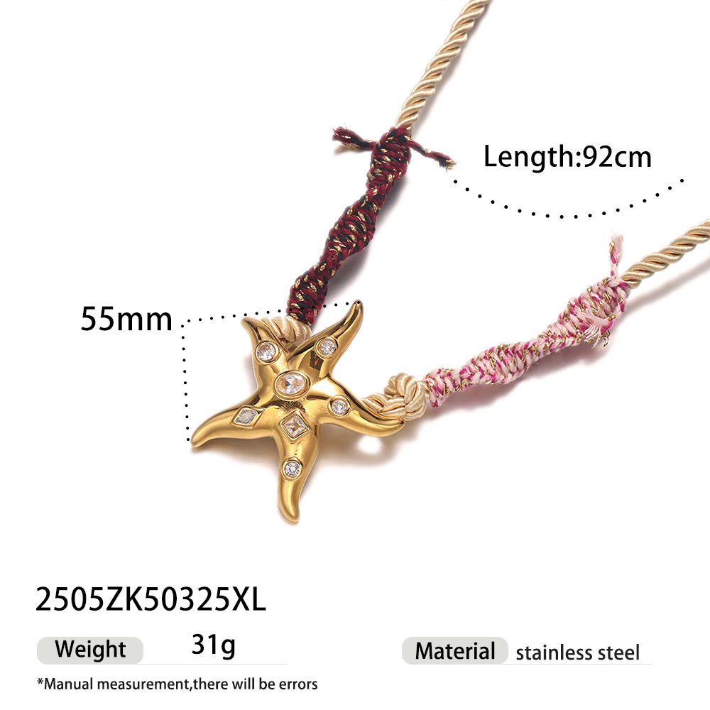 Tena collar colgante de acero inoxidable europeo y americano simple y de alta calidad concha de acero de titanio cuerda gruesa cadena de cintura tejida joyería de doble uso