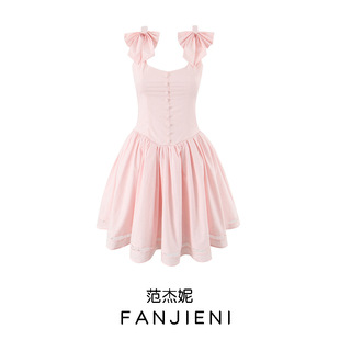 ZR外貿批發 歐美風女裝 法式甜美蝴蝶結飾修身蕾絲拼接吊帶連衣裙