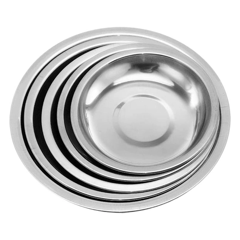 Немагнитная круглая тарелка из нержавеющей стали Утолщенная круглая маленькая тарелка для соуса Горчичная тарелка Детский сад Тарелка для Дим-сума Ресторанный Прилавок