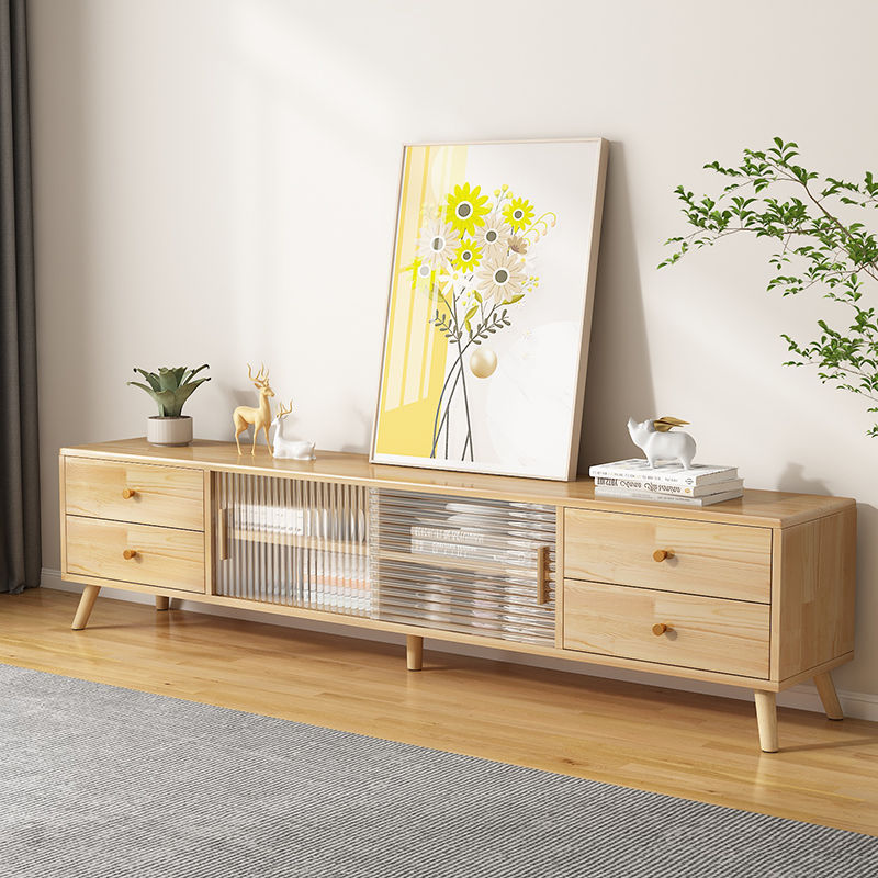 All Solid Wood Tv Cabinet Complete Storage Cabinet Small Apartment Bedroom Simple Modern Living Room Home Floor-standing Cabinet