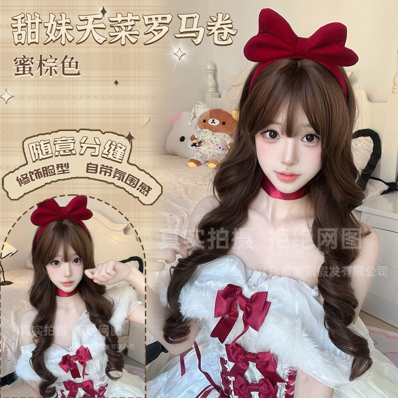 Wholesale of Sweet and Cute Honey Brown Roman Curly Wigs with a Natural and Realistic Vibe, Full Head Wigs