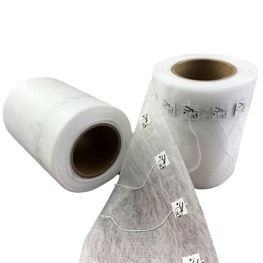 Disposable corn fiber coiled material tea bag PLA non-woven triangle bag with label filter cloth tea bag