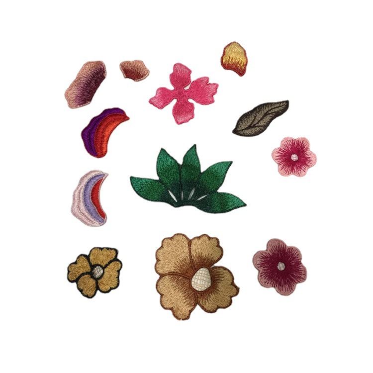 时尚绿色五叶花绣布贴小号补丁贴衣服裤装饰牛仔贴破洞图案布贴花