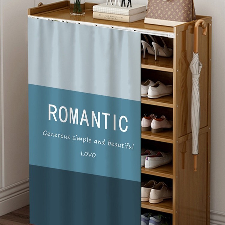 No-door shoe cabinet with sliding curtain, bookshelf, shelf, cabinet, dust-proof curtain, and curtain for concealing unsightly items No-door shoe cabinet with sliding curtain, bookshelf, shelf, cabinet, dust-proof curtain, and curtain for concealing unsightly items